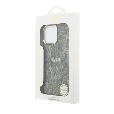Apple iPhone 16 Pro Max Case Guess Original Licensed M-safe Charging Case with Text, Logo and Python Design - 12
