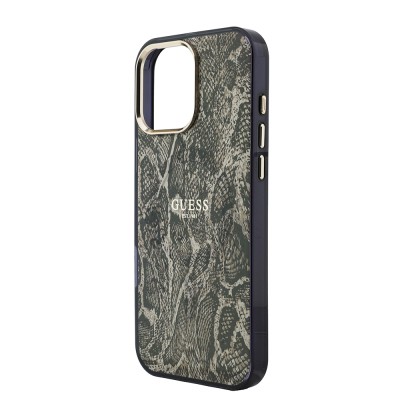 Apple iPhone 16 Pro Max Case Guess Original Licensed M-safe Charging Case with Text, Logo and Python Design - 8