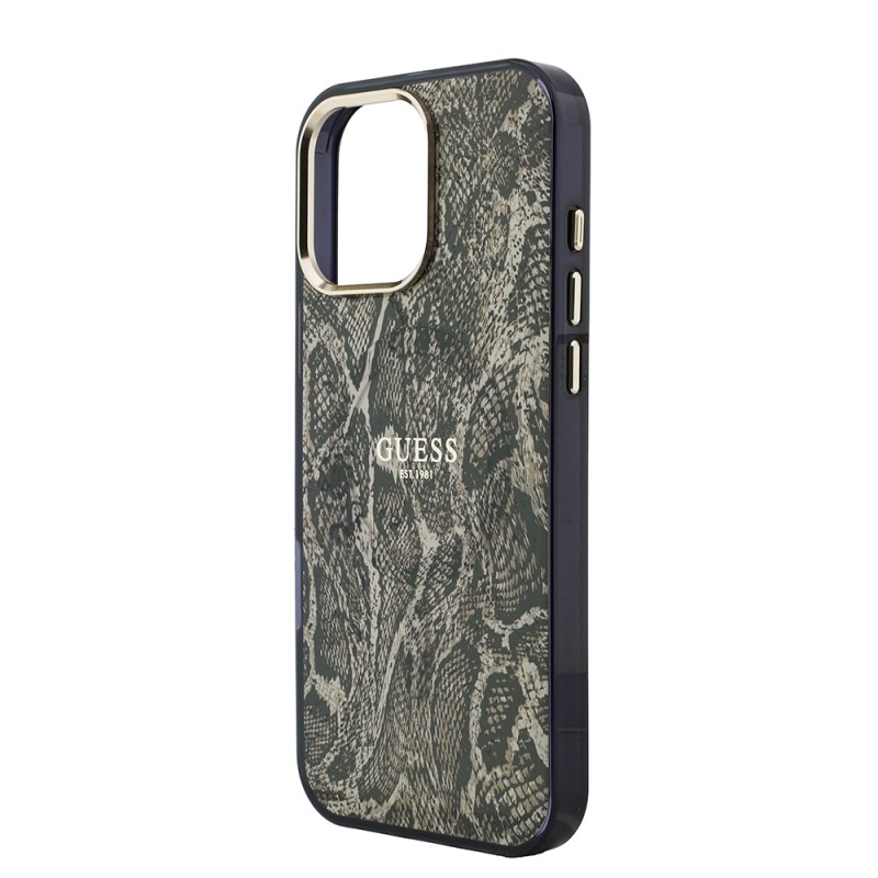 Apple iPhone 16 Pro Max Case Guess Original Licensed M-safe Charging Case with Text, Logo and Python Design - 8