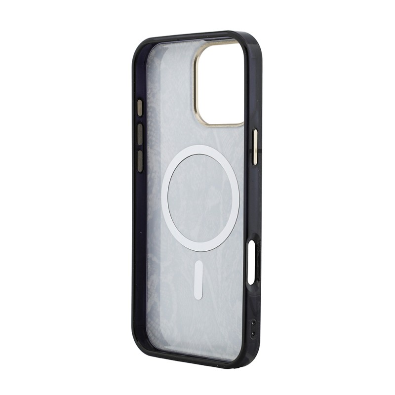 Apple iPhone 16 Pro Max Case Guess Original Licensed M-safe Charging Case with Text, Logo and Python Design - 11