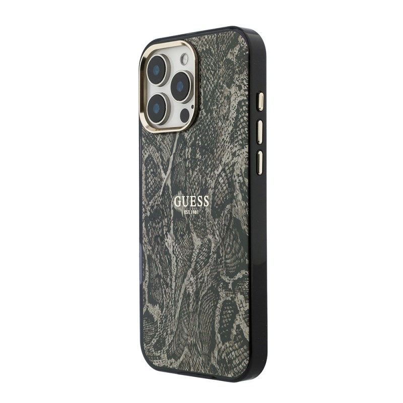 Apple iPhone 16 Pro Max Case Guess Original Licensed M-safe Charging Case with Text, Logo and Python Design - 10