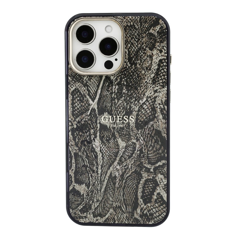 Apple iPhone 16 Pro Max Case Guess Original Licensed M-safe Charging Case with Text, Logo and Python Design - 9