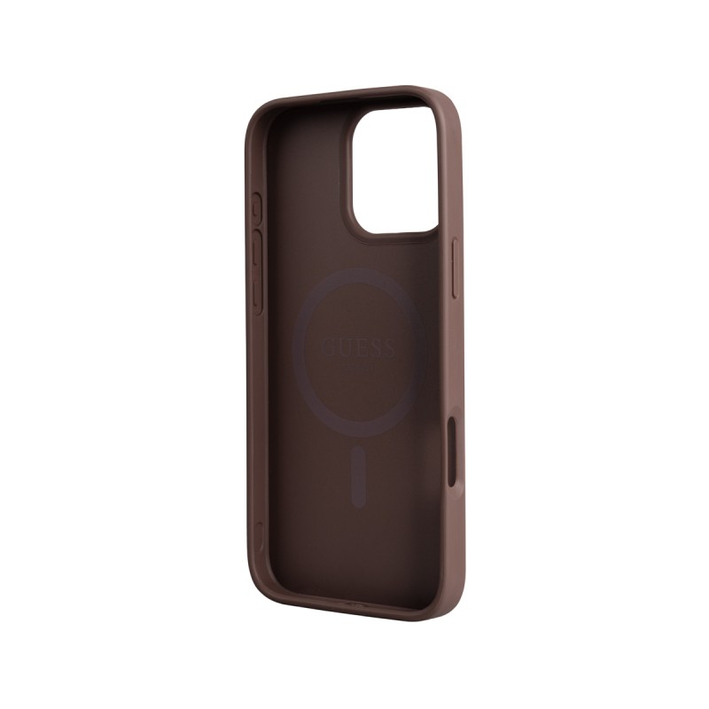 Apple iPhone 16 Pro Max Case Guess Original Licensed M-safe Charging Enabled 4G Metal Cover Large Logo and Card Holder - 4