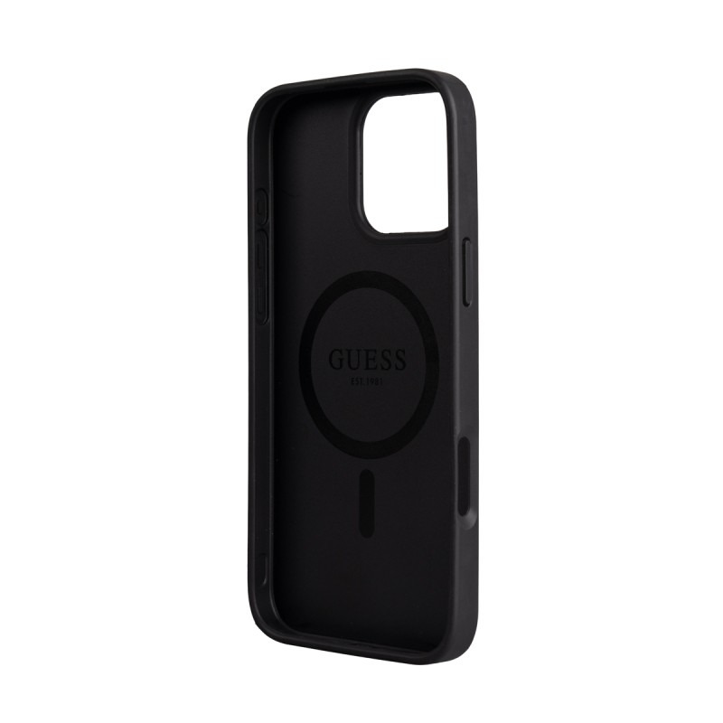 Apple iPhone 16 Pro Max Case Guess Original Licensed M-safe Charging Enabled 4G Metal Cover Large Logo and Card Holder - 10