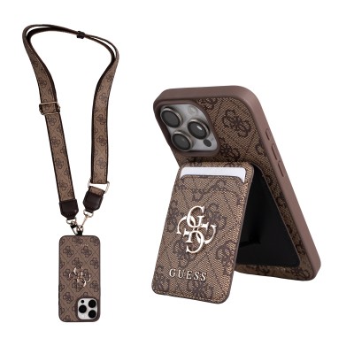 Apple iPhone 16 Pro Max Case Guess Original Licensed M-safe Charging Feature Strap and 4G Logo Card Holder - 2