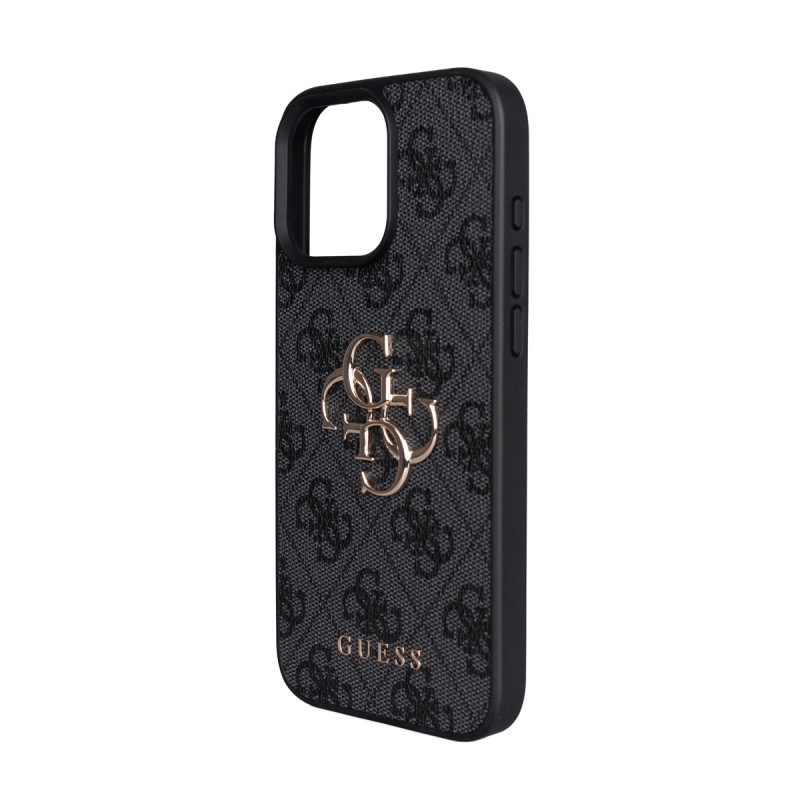 Apple iPhone 16 Pro Max Case Guess Original Licensed PU Leather 4G Large Metal Logo Crossbody Strap Cover - 6