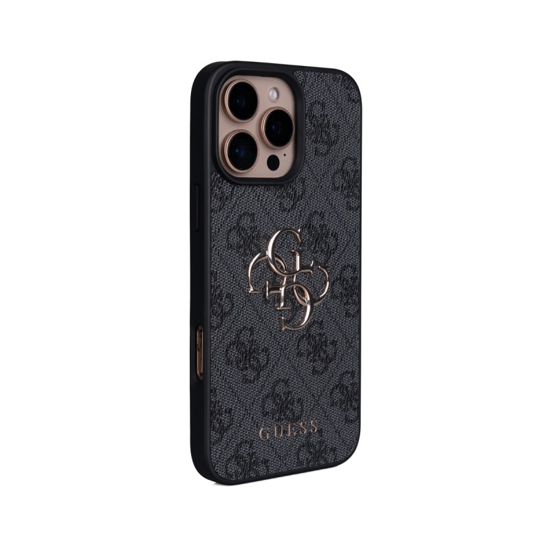 Apple iPhone 16 Pro Max Case Guess Original Licensed PU Leather 4G Large Metal Logo Crossbody Strap Cover - 11