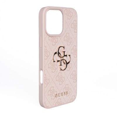 Apple iPhone 16 Pro Max Case Guess Original Licensed PU Leather 4G Large Metal Logo Crossbody Strap Cover - 16