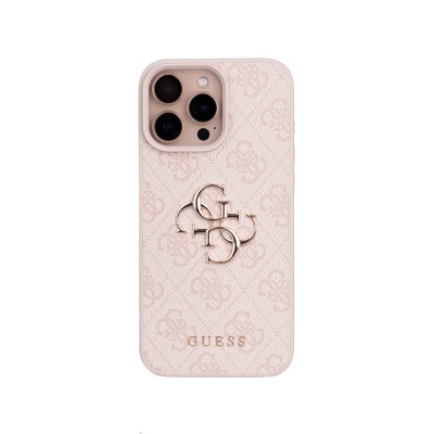 Apple iPhone 16 Pro Max Case Guess Original Licensed PU Leather 4G Large Metal Logo Crossbody Strap Cover - 19