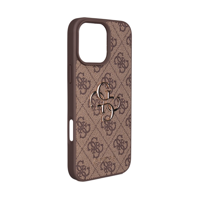 Apple iPhone 16 Pro Max Case Guess Original Licensed PU Leather 4G Large Metal Logo Crossbody Strap Cover - 25