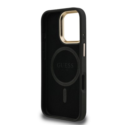 Apple iPhone 16 Pro Max Case Guess Original Licensed PU Leather Stone Triangle Logo 4G Patterned Camera Stand Cover - 10