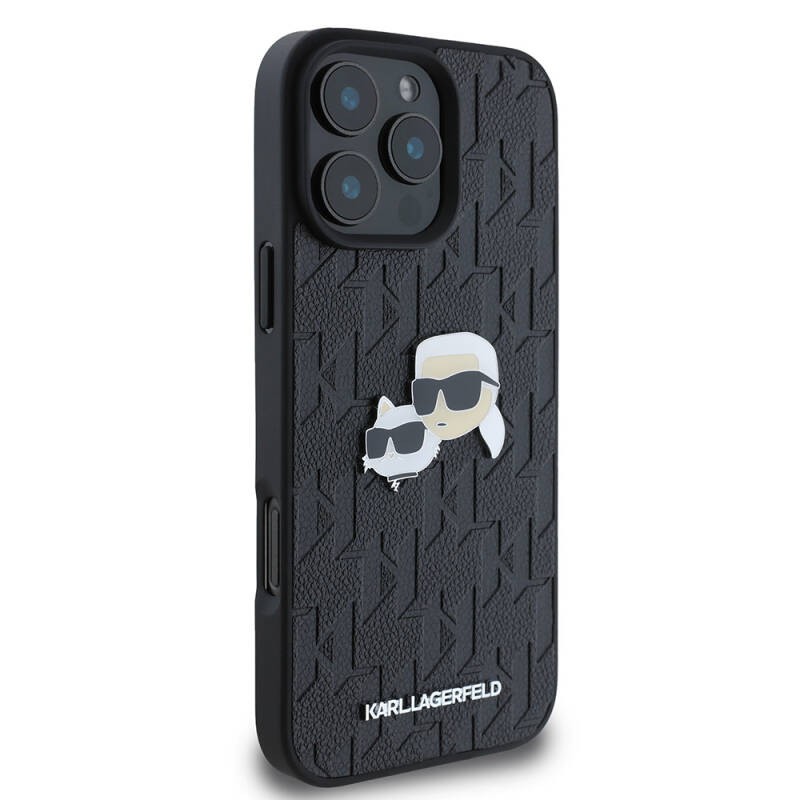 Apple iPhone 16 Pro Max Case Karl Lagerfeld Original Licensed K&C Heads Monogram Pin Cover - 5