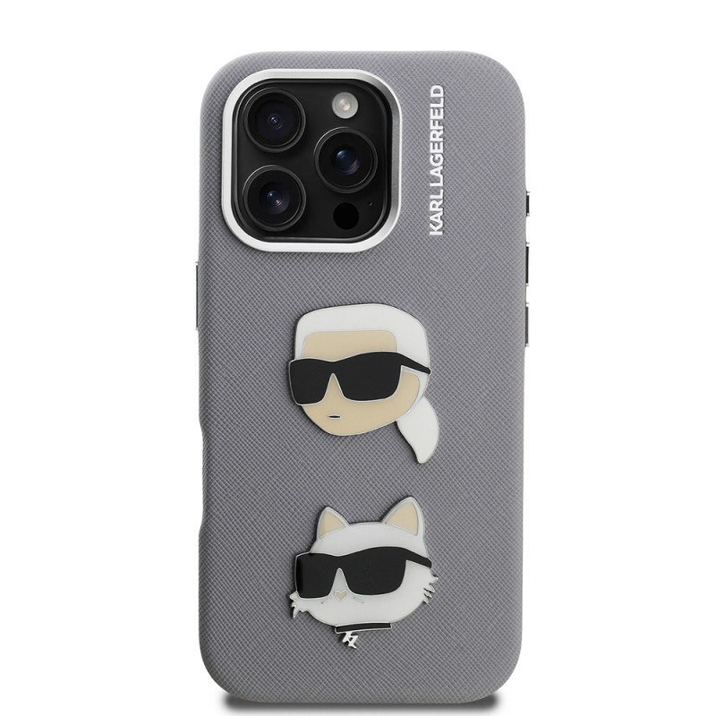 Apple iPhone 16 Pro Max Case Karl Lagerfeld Original Licensed K&C Heads Pin Cover - 6