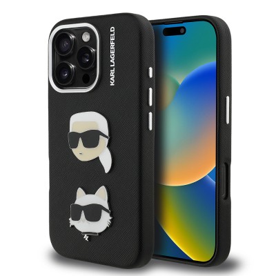 Apple iPhone 16 Pro Max Case Karl Lagerfeld Original Licensed K&C Heads Pin Cover - 3