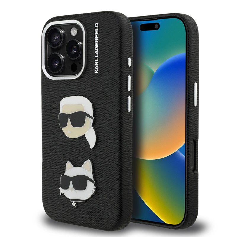Apple iPhone 16 Pro Max Case Karl Lagerfeld Original Licensed K&C Heads Pin Cover - 3