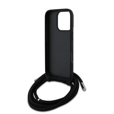 Apple iPhone 16 Pro Max Case Karl Lagerfeld Original Licensed Strap String Stony KL Written Crossbody Cord Cover - 7