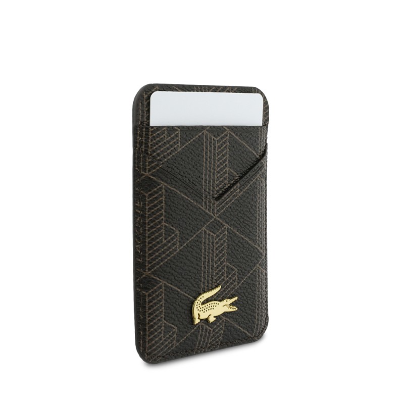 Apple iPhone 16 Pro Max Case, Lacoste Original Licensed, M-safe Charging Feature, PU Leather Design, Card Holder, Mixed Monogram Pattern Cover - 8