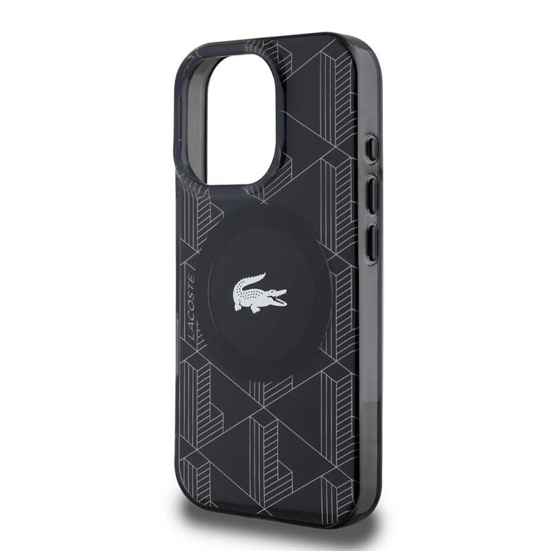 Apple iPhone 16 Pro Max Case Lacoste Original Licensed Magsafe Charging Feature Silver Crocodile Logo Monogram Cover - 9