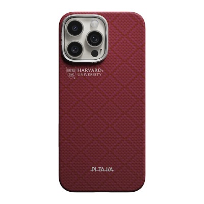 Apple iPhone 16 Pro Max Case M-safe Charging Enabled Aramid Fiber Pitaka Harvard University Series Cover - 1