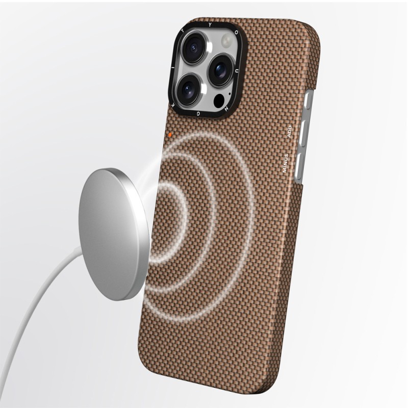 Apple iPhone 16 Pro Max Case M-safe Charging Enabled Aramid Fiber Youngkit 1500D Extreme Wing Titanium-Gold Series Cover - 4