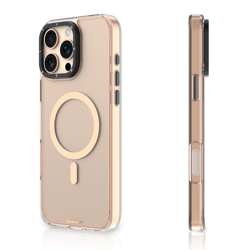Apple iPhone 16 Pro Max Case M-safe Charging Feature Glass Back Surface TPU Youngkit Gemstone Clear Series Cover - 7