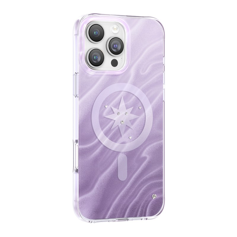 Apple iPhone 16 Pro Max Case M-Safe Charging Feature Original Swarovski Crystal Embellished Zore Paris Rovix Hard PC Cover - 1
