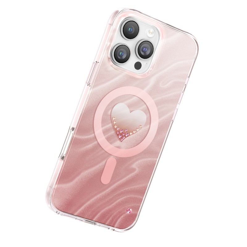 Apple iPhone 16 Pro Max Case M-Safe Charging Feature Original Swarovski Crystal Embellished Zore Paris Rovix Hard PC Cover - 12