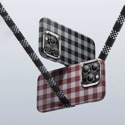 Apple iPhone 16 Pro Max Case M-safe Charging Feature Plaid Design Benks ArmorVichy Kevlar Cover - 8