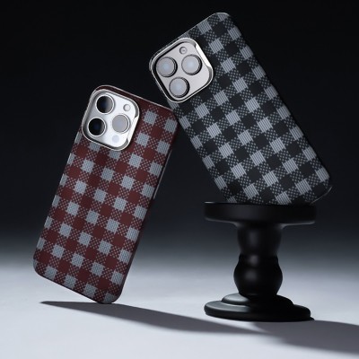 Apple iPhone 16 Pro Max Case M-safe Charging Feature Plaid Design Benks ArmorVichy Kevlar Cover - 10