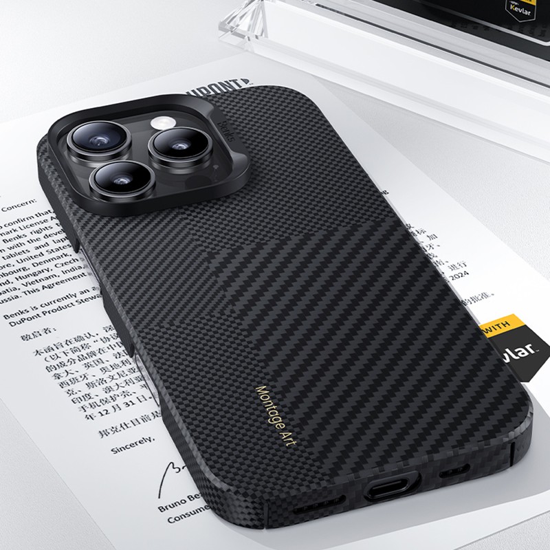 Apple iPhone 16 Pro Max Case Magsafe Charging Feature Carbon Fiber Benks New Series Montage ArmorAir Kevlar Cover - 7