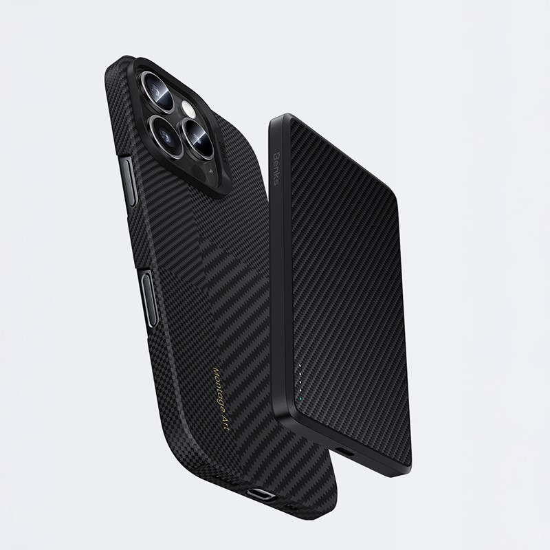 Apple iPhone 16 Pro Max Case Magsafe Charging Feature Carbon Fiber Benks New Series Montage ArmorAir Kevlar Cover - 12