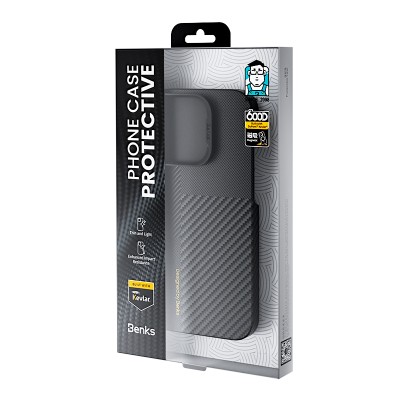 Apple iPhone 16 Pro Max Case Magsafe Charging Feature Carbon Fiber Benks New Series Montage ArmorAir Kevlar Cover - 13