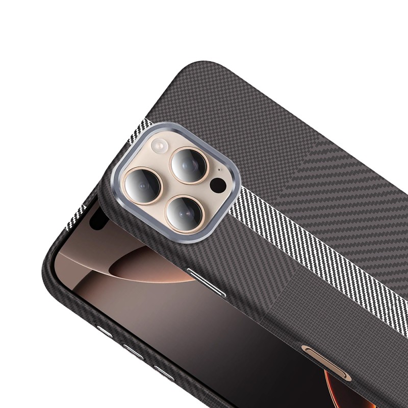 Apple iPhone 16 Pro Max Case Magsafe Charging Feature Carbon Fiber Look Zore Gros Cover - 11