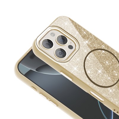 Apple iPhone 16 Pro Max Case Magsafe Charging Feature Shining Glitter Zore Okso Cover - 4