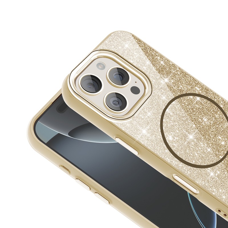 Apple iPhone 16 Pro Max Case Magsafe Charging Feature Shining Glitter Zore Okso Cover - 4