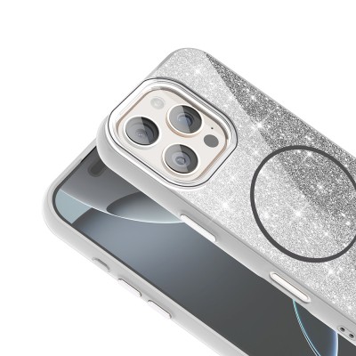 Apple iPhone 16 Pro Max Case Magsafe Charging Feature Shining Glitter Zore Okso Cover - 10