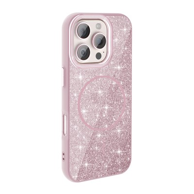 Apple iPhone 16 Pro Max Case Magsafe Charging Feature Shining Glitter Zore Okso Cover - 12