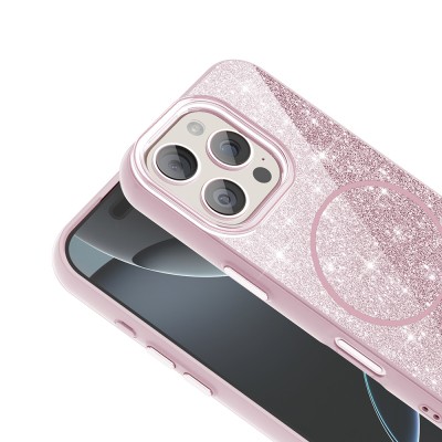 Apple iPhone 16 Pro Max Case Magsafe Charging Feature Shining Glitter Zore Okso Cover - 13