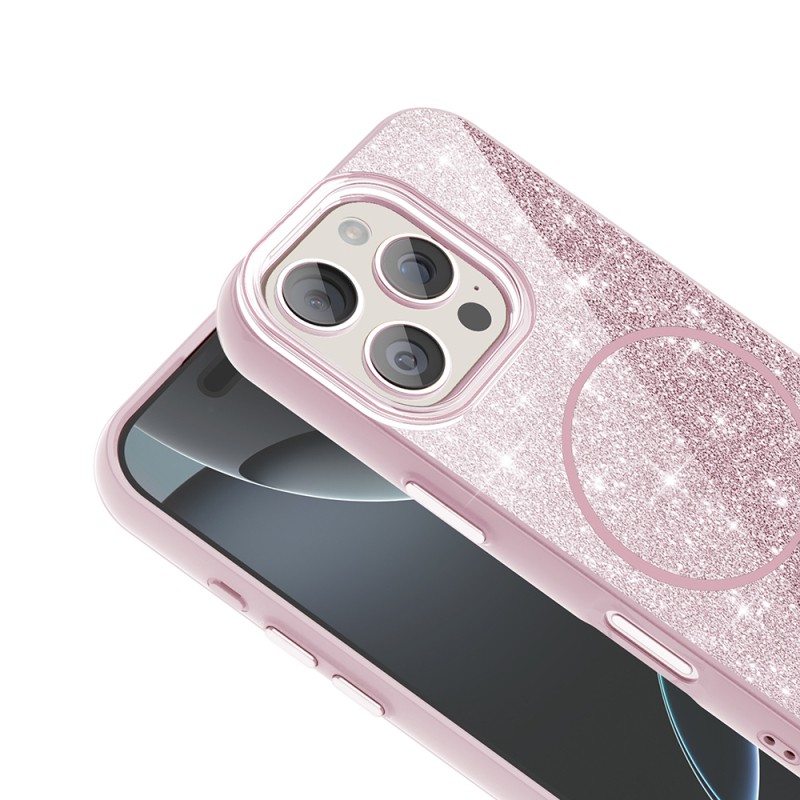 Apple iPhone 16 Pro Max Case Magsafe Charging Feature Shining Glitter Zore Okso Cover - 13