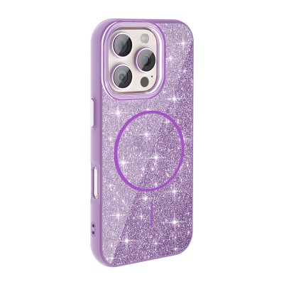Apple iPhone 16 Pro Max Case Magsafe Charging Feature Shining Glitter Zore Okso Cover - 15