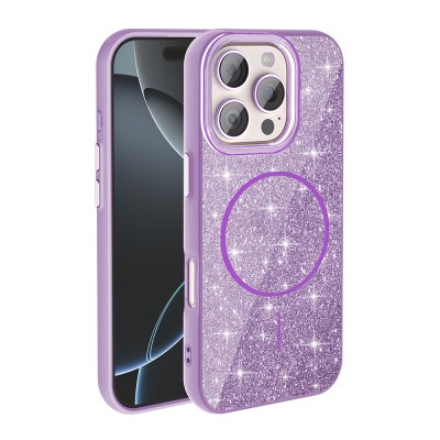 Apple iPhone 16 Pro Max Case Magsafe Charging Feature Shining Glitter Zore Okso Cover - 14