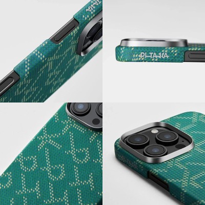 Apple iPhone 16 Pro Max Case MagSafe Charging Featured Aramid Fiber Pitaka Tactile Woven Monogram Series Cover - 14
