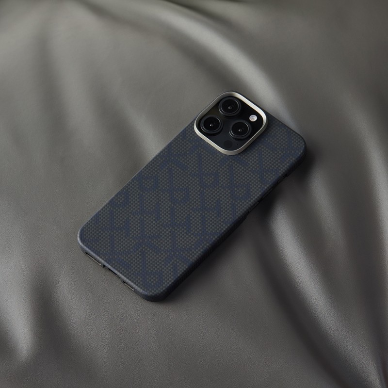 Apple iPhone 16 Pro Max Case MagSafe Charging Featured Aramid Fiber Pitaka Tactile Woven Monogram Series Cover - 18