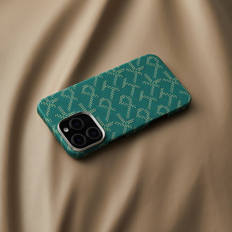 Apple iPhone 16 Pro Max Case MagSafe Charging Featured Aramid Fiber Pitaka Tactile Woven Monogram Series Cover - 20