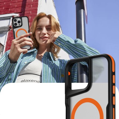 Apple iPhone 16 Pro Max Case Magsafe Charging Featured Colorful Edge Airbag Striped Zore Lamer Cover - 9