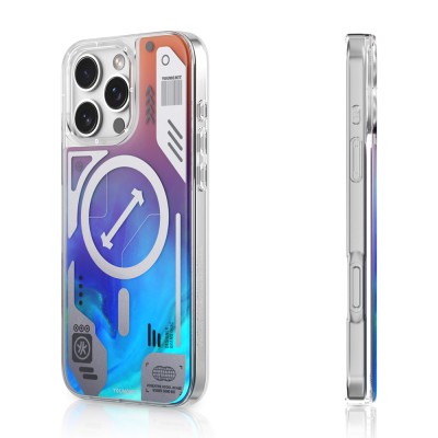 Apple iPhone 16 Pro Max Case Magsafe Charging Featured Galaxy Fantasy Series Cover with Shiny Sand Liquid Design - 4