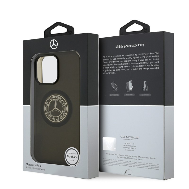 Apple iPhone 16 Pro Max Case Mercedes Benz Original Licensed M-Safe Charging Feature Frosted PC Nostalgic Star Design Cover - 9