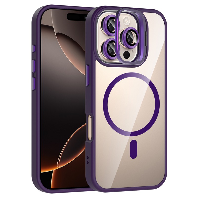 Apple iPhone 16 Pro Max Case Stand and Camera Lens Gift M-Safe Charging Feature Zore Etro Cover - 4