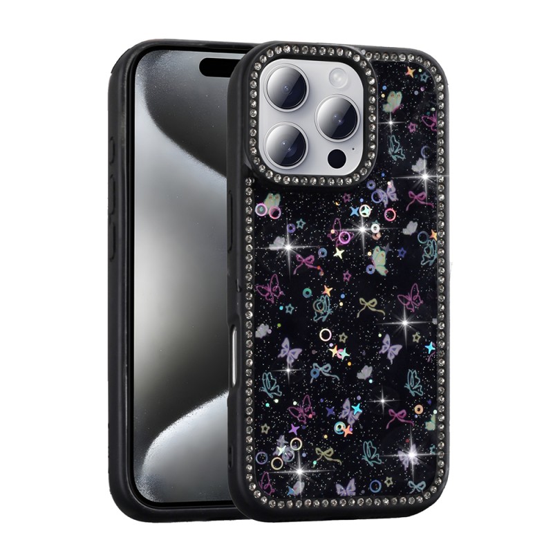 Apple iPhone 16 Pro Max Case Stone and Glitter Design Zore Azra Cover - 1