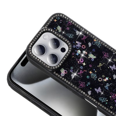 Apple iPhone 16 Pro Max Case Stone and Glitter Design Zore Azra Cover - 8